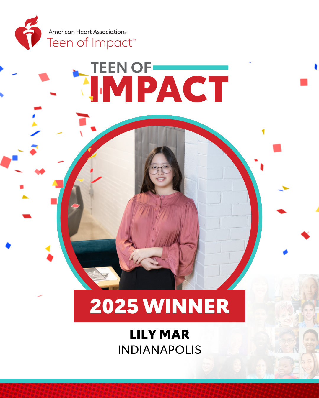 American Heart Association Teen of Impact logo Teen of Impact 2025 Winner Lily Mar Indianapolis